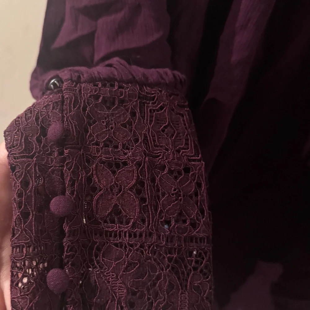 Free People Deep Purple Lace Women's Blouse - Picture 4 of 6